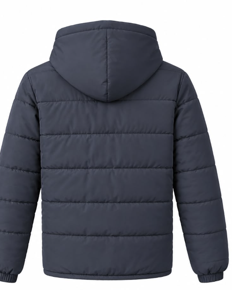 Men’s Winter Quilted Hooded Puffer Jacket - Charcoal Grey