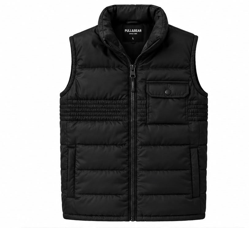 Men’s Winter Quilted Stand-Collar Puffer Vest - Black