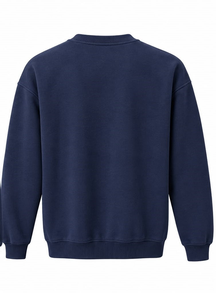 Men’s Winter Heavy Fleece Classic Logo Crewneck Sweatshirt - Navy/Red