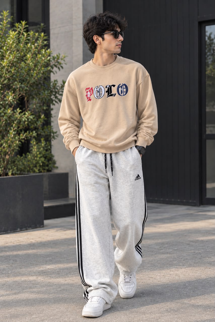 Men’s Winter Heavy Fleece Gothic "POLO" Crewneck Sweatshirt