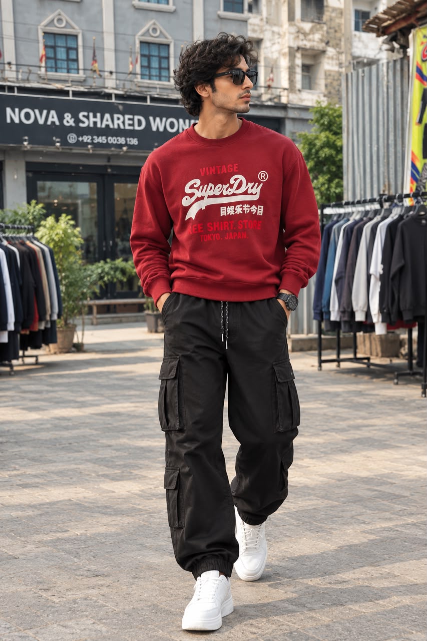 Men’s Winter Heavy Fleece Vintage Tokyo Sweatshirt